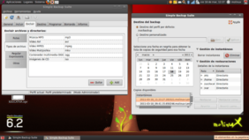 Interfaz de SBackup y Restaurador de copias de seguridad